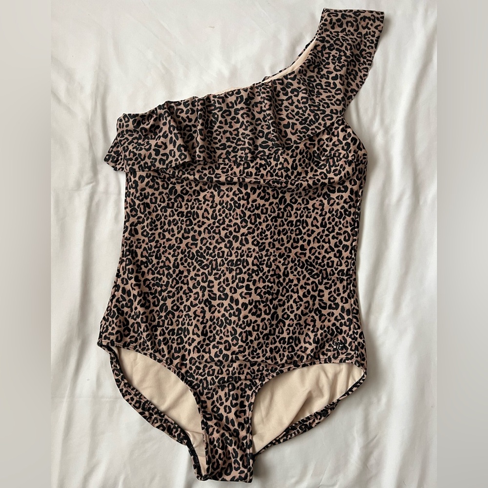 Women’s Albion One Shoulder Ruffle Leopard Swimsuit